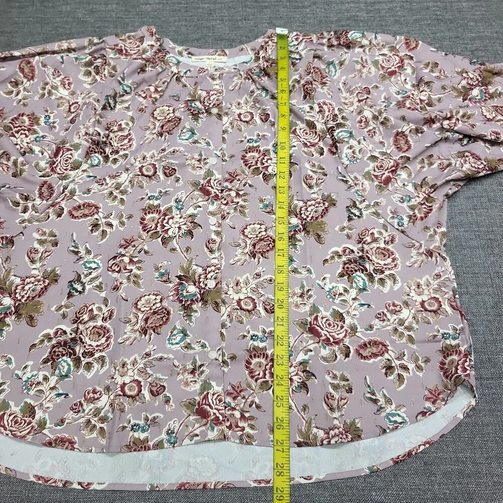 Indigo Thread Co Womens Allover Printed long Sleeves Button Shirt Top Size L